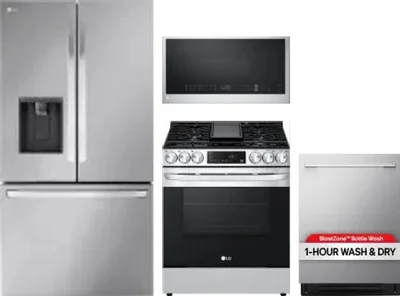 4 Piece Package Includes Refrigerator, Range, Microwave And Dishwasher