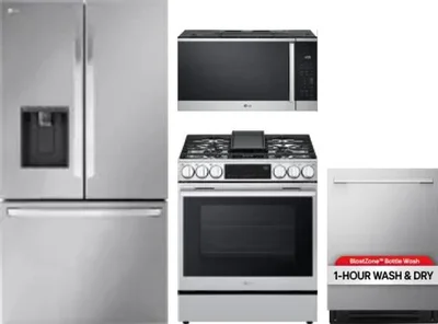 4 Piece Package Includes Refrigerator, Range, Microwave And Dishwasher