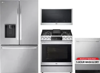 4 Piece Package Includes Refrigerator, Range, Microwave And Dishwasher