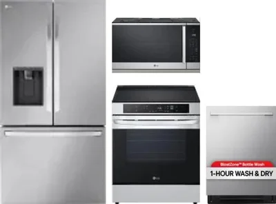 4 Piece Package Includes Refrigerator, Range, Microwave And Dishwasher