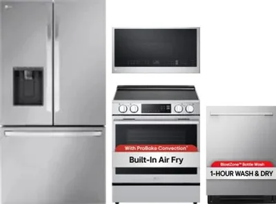 4 Piece Package Includes Refrigerator, Range, Microwave And Dishwasher