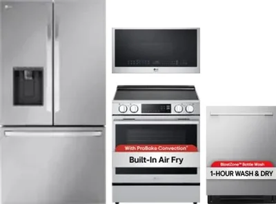 4 Piece Package Includes Refrigerator, Range, Microwave And Dishwasher