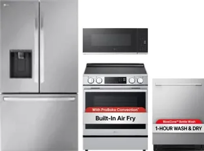 4 Piece Package Includes Refrigerator, Range, Microwave And Dishwasher