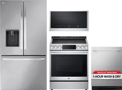 4 Piece Package Includes Refrigerator, Range, Microwave And Dishwasher
