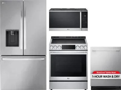 4 Piece Package Includes Refrigerator, Range, Microwave And Dishwasher