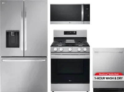 4 Piece Package Includes Refrigerator, Range, Microwave And Dishwasher