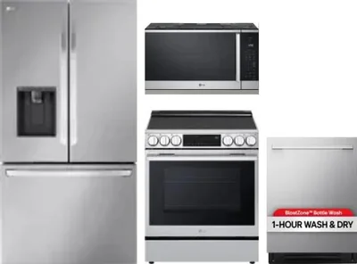 4 Piece Package Includes Refrigerator, Range, Microwave And Dishwasher