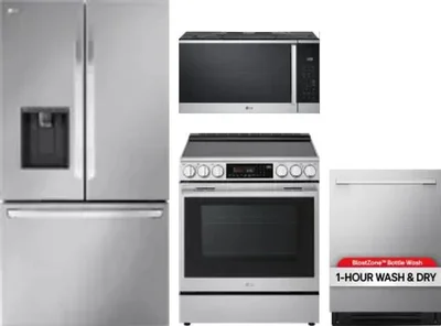 4 Piece Package Includes Refrigerator, Range, Microwave And Dishwasher