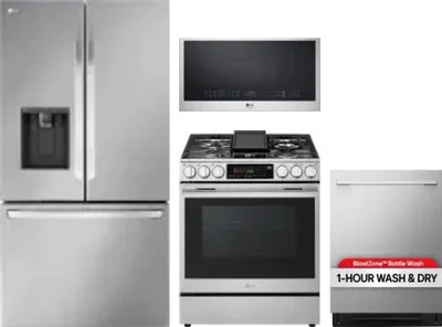 4 Piece Package Includes Refrigerator, Range, Microwave And Dishwasher