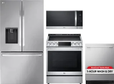 4 Piece Package Includes Refrigerator, Range, Microwave And Dishwasher