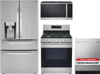 4 Piece Package Includes Refrigerator, Range, Microwave And Dishwasher