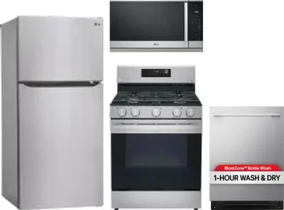 4 Piece Package Includes Refrigerator, Range, Microwave And Dishwasher