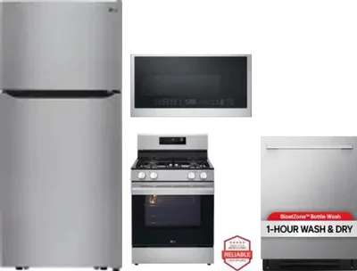 4 Piece Package Includes Refrigerator, Range, Microwave And Dishwasher