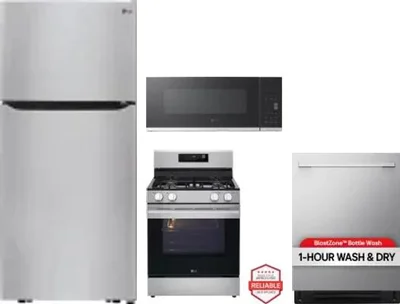 4 Piece Package Includes Refrigerator, Range, Microwave And Dishwasher