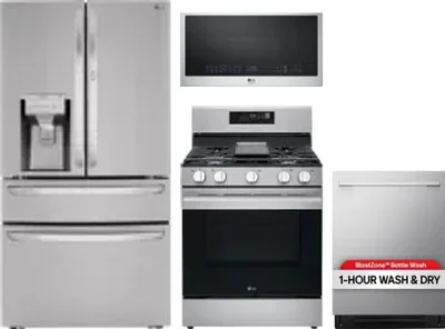 4 Piece Package Includes Refrigerator, Range, Microwave And Dishwasher