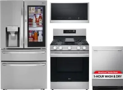 4 Piece Package Includes Refrigerator, Range, Microwave And Dishwasher