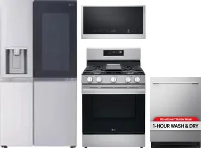 4 Piece Package Includes Refrigerator, Range, Microwave And Dishwasher