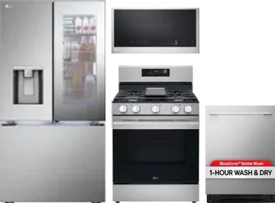 4 Piece Package Includes Refrigerator, Range, Microwave And Dishwasher