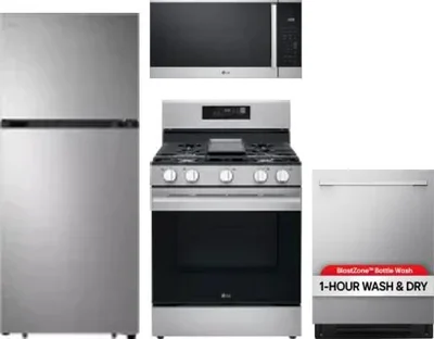 4 Piece Package Includes Refrigerator, Range, Microwave And Dishwasher