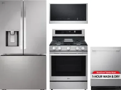 4 Piece Package Includes Refrigerator, Range, Microwave And Dishwasher