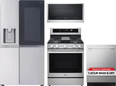 4 Piece Package Includes Refrigerator, Range, Microwave And Dishwasher