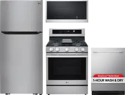 4 Piece Package Includes Refrigerator, Range, Microwave And Dishwasher