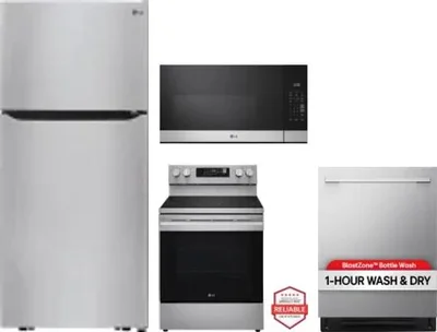 4 Piece Package Includes Refrigerator, Range, Microwave And Dishwasher