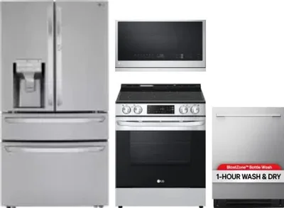 4 Piece Package Includes Refrigerator, Range, Microwave And Dishwasher