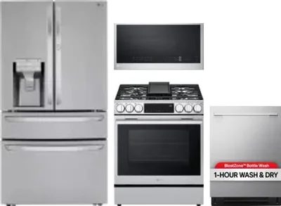4 Piece Package Includes Refrigerator, Range, Microwave And Dishwasher