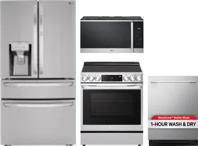 4 Piece Package Includes Refrigerator, Range, Microwave And Dishwasher