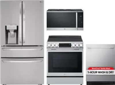 4 Piece Package Includes Refrigerator, Range, Microwave And Dishwasher