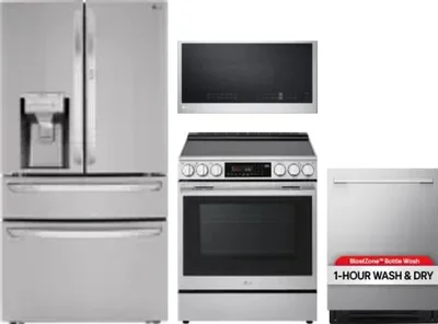 4 Piece Package Includes Refrigerator, Range, Microwave And Dishwasher