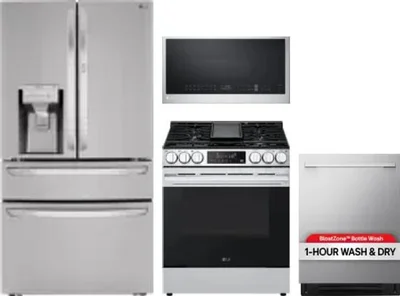 4 Piece Package Includes Refrigerator, Range, Microwave And Dishwasher