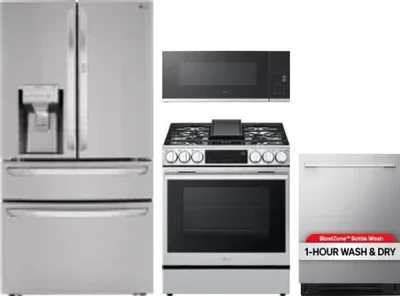 4 Piece Package Includes Refrigerator, Range, Microwave And Dishwasher
