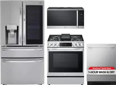 4 Piece Package Includes Refrigerator, Range, Microwave And Dishwasher