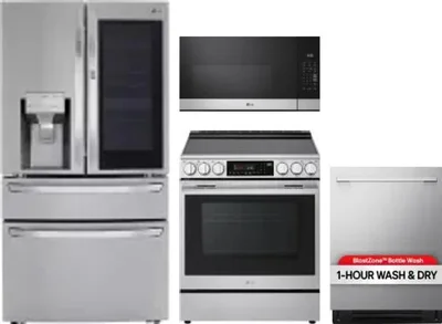 4 Piece Package Includes Refrigerator, Range, Microwave And Dishwasher