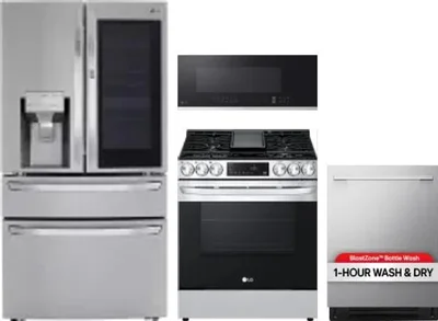 4 Piece Package Includes Refrigerator, Range, Microwave And Dishwasher