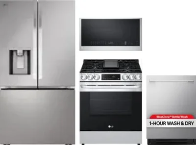 4 Piece Package Includes Refrigerator, Range, Microwave And Dishwasher