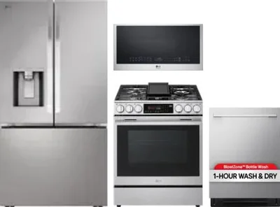 4 Piece Package Includes Refrigerator, Range, Microwave And Dishwasher