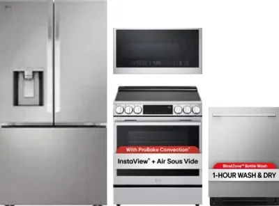4 Piece Package Includes Refrigerator, Range, Microwave And Dishwasher