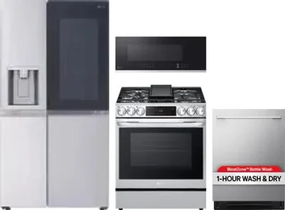4 Piece Package Includes Refrigerator, Range, Microwave And Dishwasher
