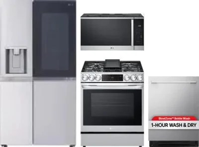 4 Piece Package Includes Refrigerator, Range, Microwave And Dishwasher