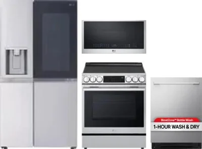 4 Piece Package Includes Refrigerator, Range, Microwave And Dishwasher