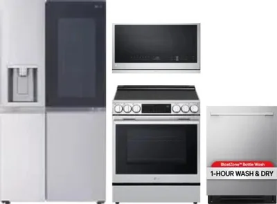 4 Piece Package Includes Refrigerator, Range, Microwave And Dishwasher