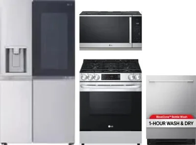 4 Piece Package Includes Refrigerator, Range, Microwave And Dishwasher