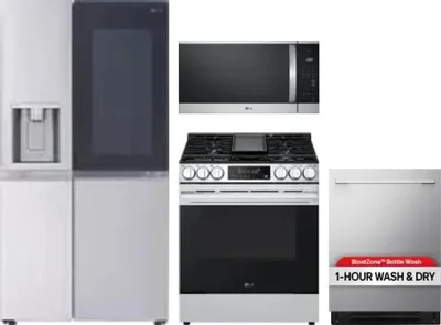 4 Piece Package Includes Refrigerator, Range, Microwave And Dishwasher