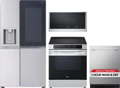 4 Piece Package Includes Refrigerator, Range, Microwave And Dishwasher