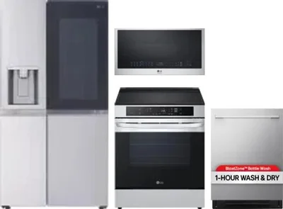 4 Piece Package Includes Refrigerator, Range, Microwave And Dishwasher