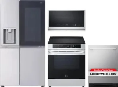 4 Piece Package Includes Refrigerator, Range, Microwave And Dishwasher
