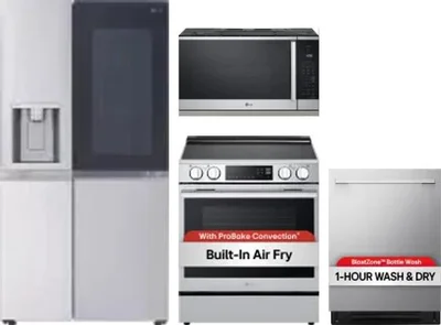 4 Piece Package Includes Refrigerator, Range, Microwave And Dishwasher